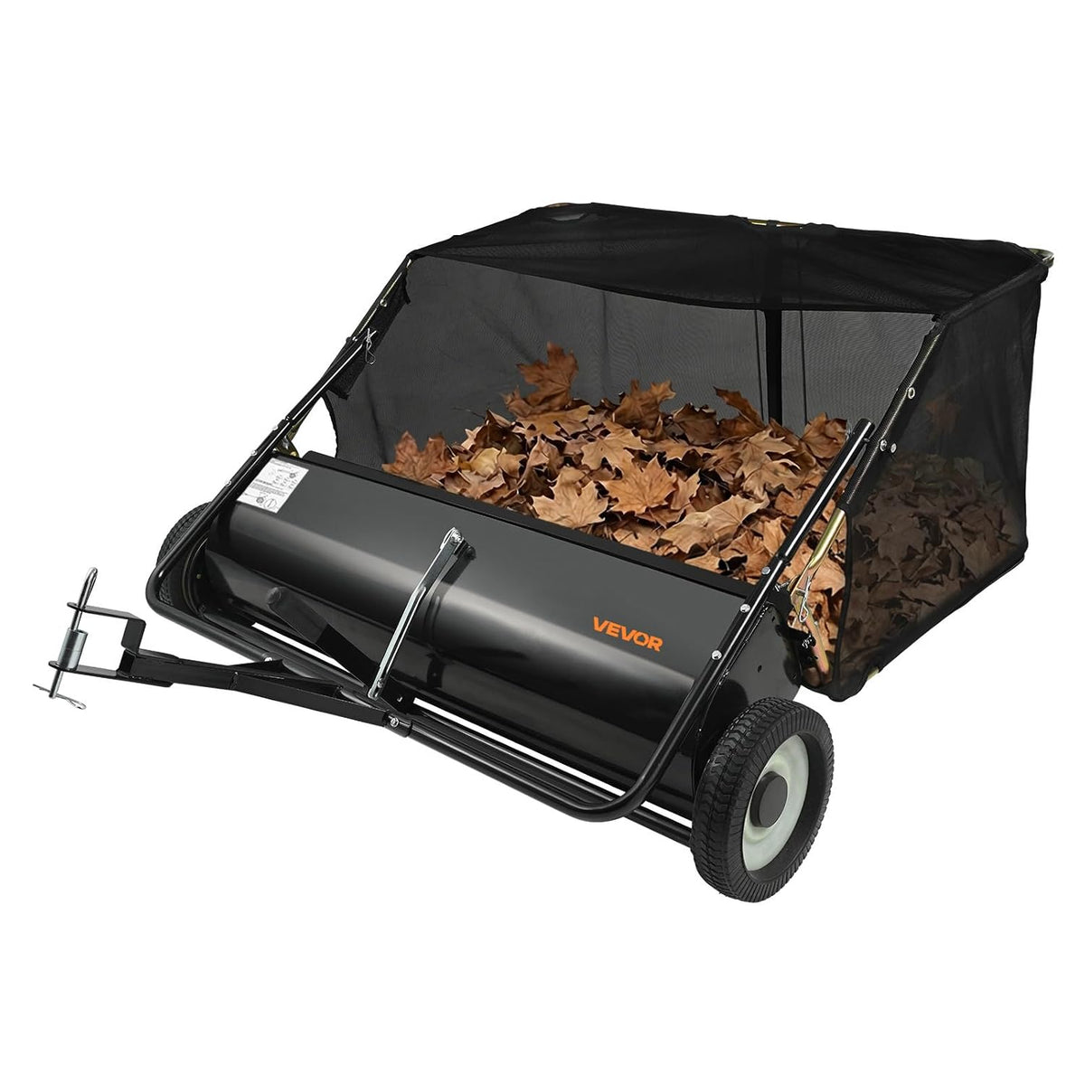 VEVOR Balai, réglable, 111 cm, Robuste et réglable en Hauteur pour Jardin, 108 cm, ramasseuse de Feuilles et d'herbe Grande capacité de 7, 3 m3