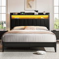 Cadre de lit, 2 Niveaux, télécommande, PROZENBDING, 9, 5 cm, 24 cm, 28 cm, Rangement 2 Niveaux dans la tête de lit, éclairage LED, sans Matelas