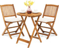 GIANTEX bistro, pliable, Salon de Jardin 2 Personnes en Bois d'Acacia, 2 Coussins Amovibles, Table de Jardin Extérieur avec Chaise Plaintes