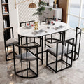 KOMHTOM Ensemble pour salle à manger, Encastrable Table de Salle à Manger avec 6 chaises, Chaise avec Dossier et Coussin, Noir