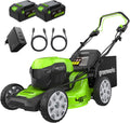 Tondeuse Greenworks 480m2 GD24X2LM46SPK4X, 25 cm, 80 mm, 48V, 24V, 46cm, 55L, 4Ah, 2Ah, 24V x 2, Largeur de Coupe 46cm, Sac 55L