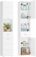 Meuble colonnes, 37 × 30 × 180 cm, FOREHILL, 30 cm, 40 cm, 90 cm, Meuble Colonne Salle de Bain 180cm Armoire de Salle de Bain Blanc