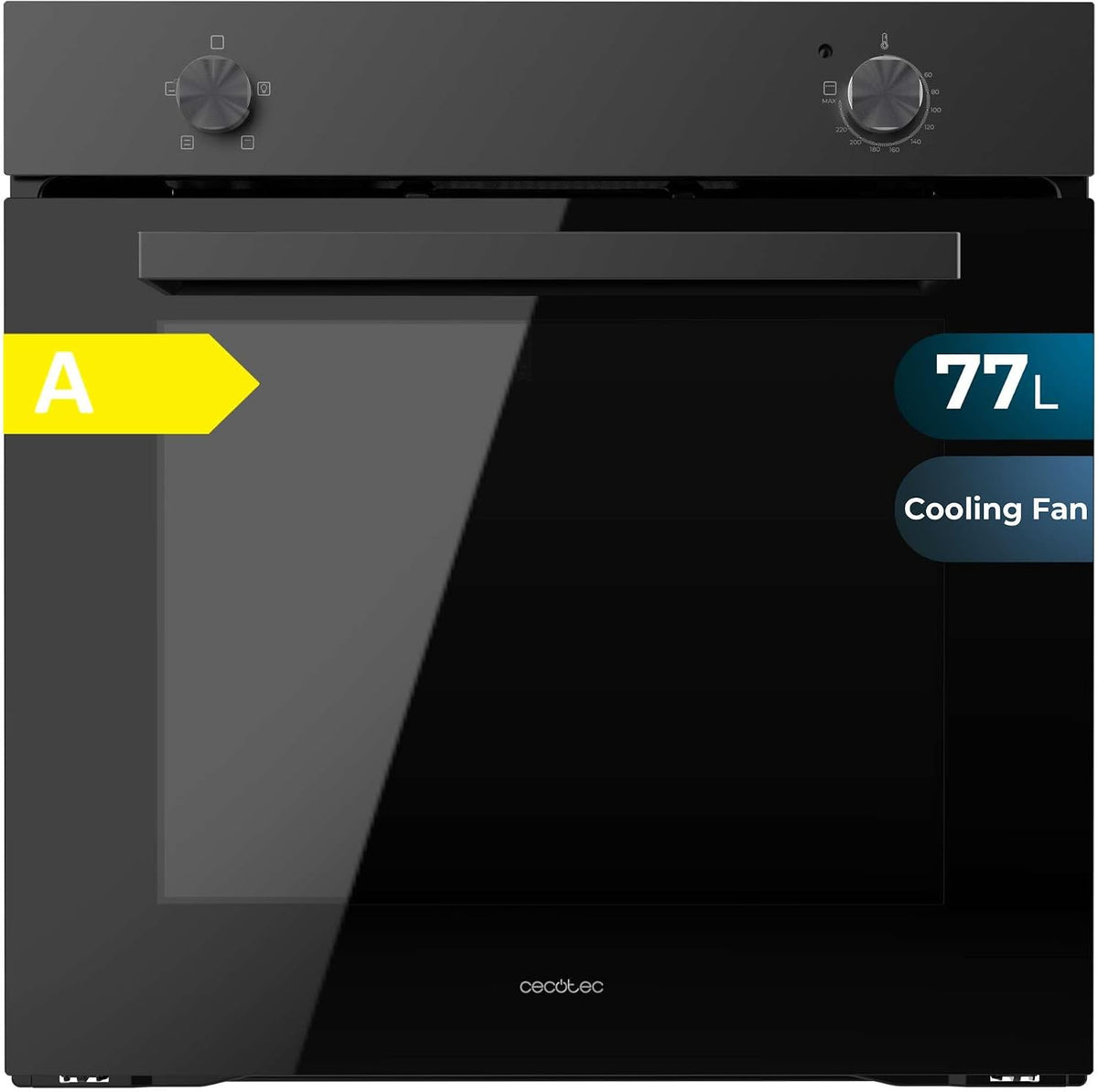 Cecotec Four vapeur, Four Intégrable Bolero Hexa C126000 Dark Inox A 77 L. 2800W, 1 L, 500 ml, 2800 W, Mode Convection, 4 Fonctions, 5 Positions