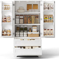 Buffet, 60 × 40 × 120cm, Armoire de Rangement de Cuisine, Bealife, 2 Tiroirs, 2 Portes, Blanc, Meuble de Rangement pour Cuisine, Salle de Bain