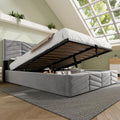 Lit Zepneiy 140x190, 140 × 190 cm, réglable, 5 cm, 3 cm, avec à Lattes, Cadre de Rembourré Moderne en Velours Gris, sans Matelas