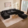 Canapé Litbird, 340 cm, 8 Places, Noir, Chenille