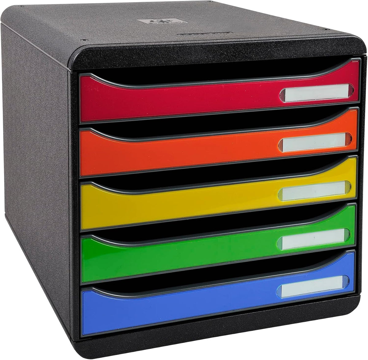 Exacompta Boîte, 24 × 32 cm, Caisson 5 tiroirs pour document A4+, 27, 1 cm, 3097298D, 27, 1cm, Réf. 3097298D, Noir/Arlequin glossy, BIG BOX PLUS
