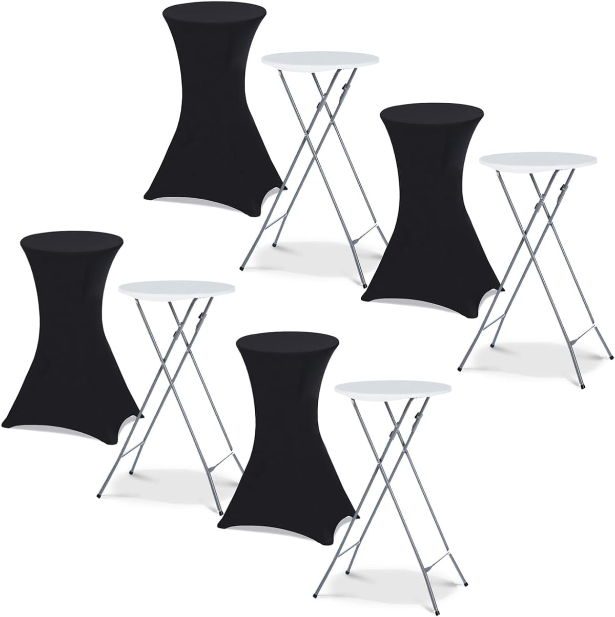 Table pliantes, 105 cm, IDMarket, 4 cm, 60 cm, Lot de 4 Tables Hautes Pliantes 105 cm et 4 Housses Noires