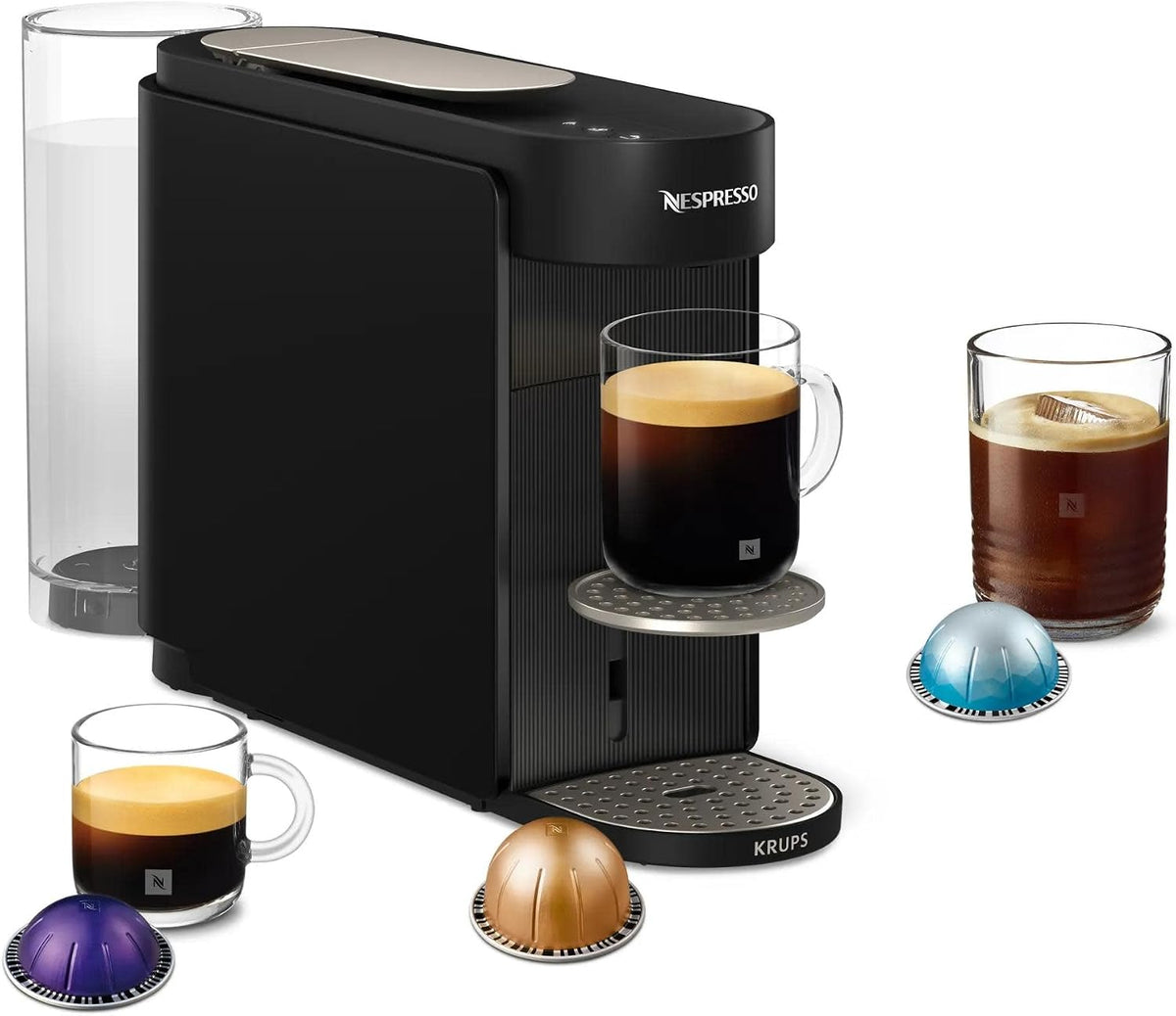 Cafetière et machines à expresso Nespresso YY5859FD, 1, 4 L, KRUPS Machine à capsules VERTUO UP Noire YY5859FD, réservoir d'eau