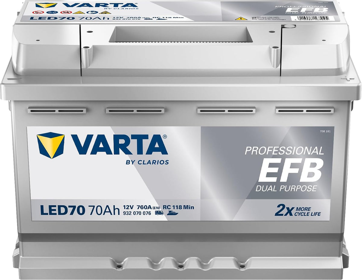 Batterie de voiture, Batterie Professional Dual Purpose EFB LED 70 12V 70AH 760 AMPS, Varta, éclairage LED
