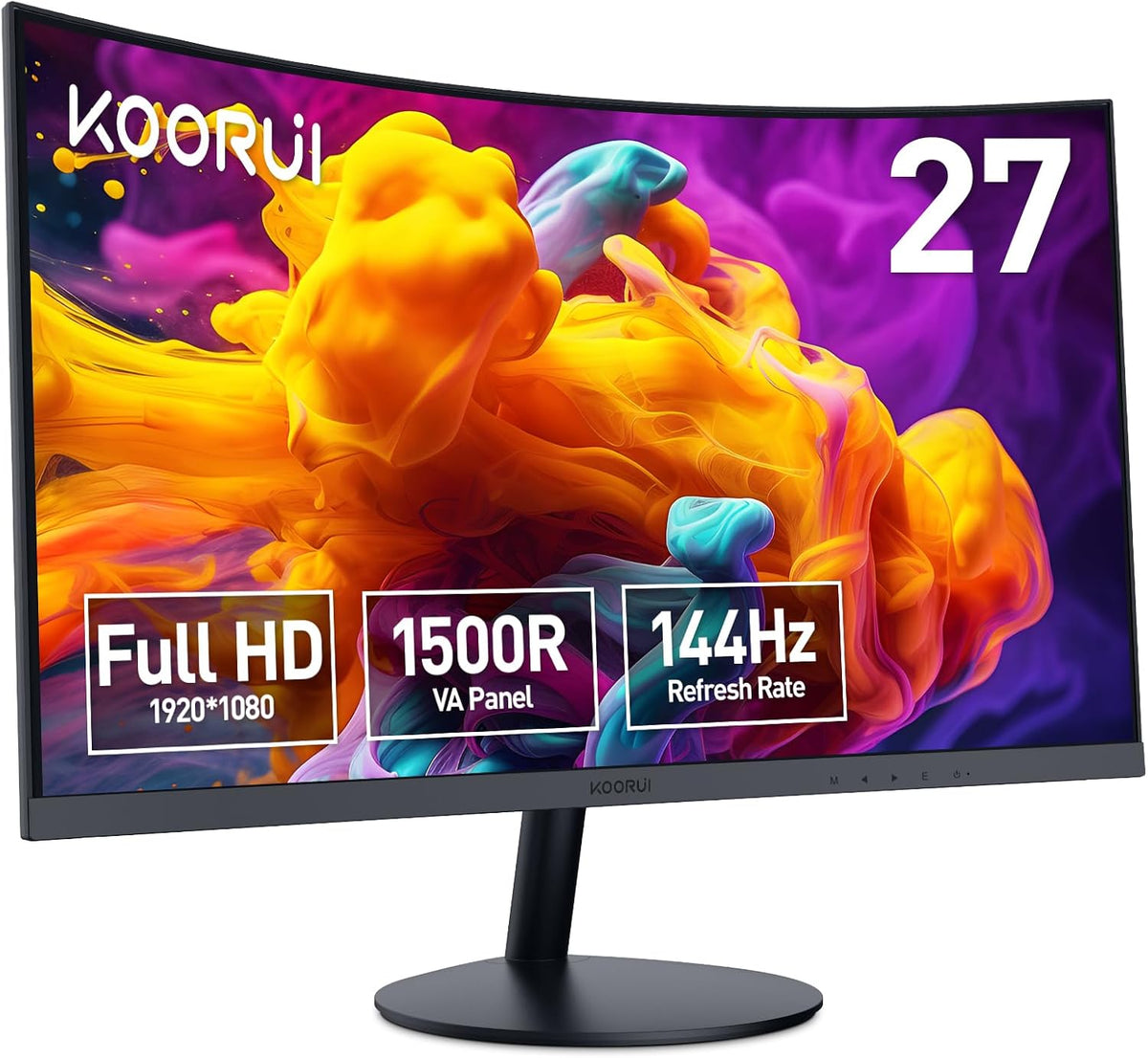 KOORUI Moniteur PC, 27 Pouces, 1500R, 144Hz, 60Hz, Full HD