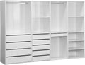 Armoire, Kit Dressing modulable avec 4 éléments. Blanc. Panneaux stratifiés, acier inoxydable, Alice's Garden, 43 cm, 180cm, 1, 5cm