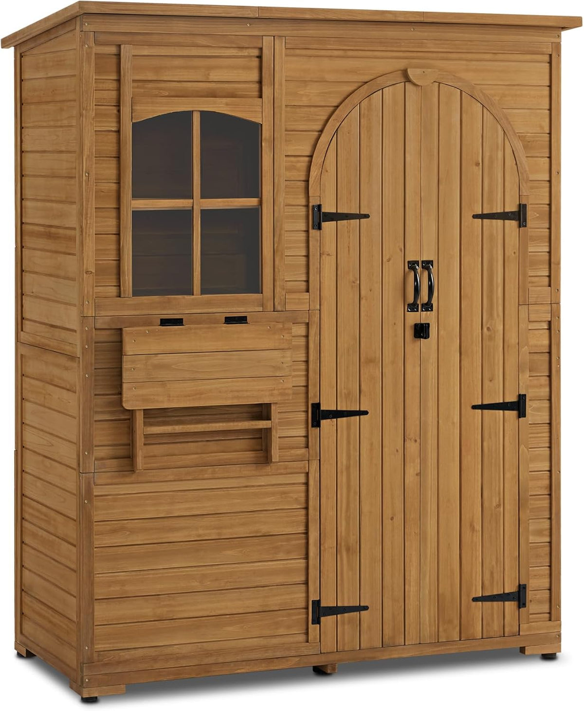 Abri de jardin, 3 réglable 73×144×185 cm, pour l'extérieur Balcon terrasse, Armoire de Jardin Armoire à Outils en Bois résistante aux, M MCombo