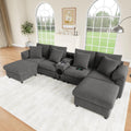Canapé Sapgaks, acier inoxydable, 315, 5 × 144 × 84, 5 cm, 65 cm, 55 cm, Gris, dossier haut et coussins supplémentaires