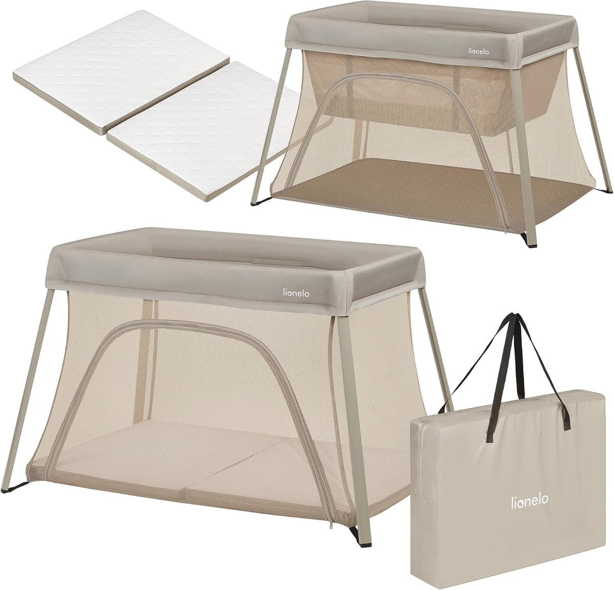 Lit, pliable, lionelo, 2 Niveaux, 104 × 70 cm, 4 cm, 0-15 kg, 2 Niveaux de Hauteur, 3en1, 25kg, 15 kg