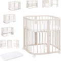 Lit waldin 7en1, 77, 5 × 50 cm, réglable, 6 cm, 75 cm, 81 cm, 77, 5 cm, 127, 5 cm, 49 cm, 5 niveaux, Matelas et roulettes, Étagère