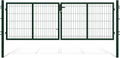 Clôture, double battant pour tringle avec poignée, 300 × 100 cm, Eikuavons, 200 × 50 mm, 5 mm, 40 cm, 3 clés et verrouillage au sol, serrure, vert