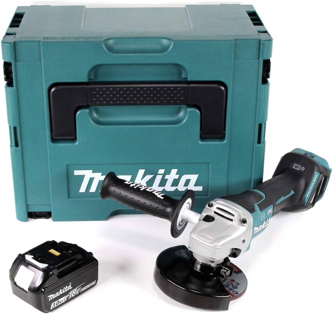 Meuleuse d'angle, 382 × 140 × 151 mm, éclairage LED, Makita, 18 V, 22, 23 mm, 125 mm, 3, 0 Ah, 18V, 125mm, 3, 0Ah, réglable, sans Chargeur