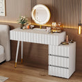 Coiffeuse, 2-en-1 Bureau pour Chambre, 2-en-1 Blanc-7W, Table de Maquillage avec 5 Tiroirs de Rangement, en Bois et Métal, Yihomfy