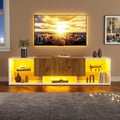 Meuble TV, télécommande, 70 Pouces, verre, Console de Jeux avec Rangement pour PS5, Yihomfy, 160 × 40 × 42 cm, 4 modes, Blanc-11W, 2 Tiroirs