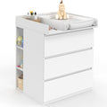 IDMarket Commode à Langer évolutive Ambre Blanc 3 tiroirs Table à, 95 cm, 9.50 cm, 2 étagères