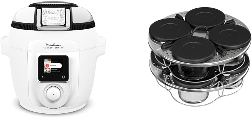 Moulinex Friteuse à air, 19 MODES, Wi-Fi, CE9821F0 XA6140E0, 19 programmes, 19modes, CE9821F0 + Kit de 8 verrines superposables XA6140E0