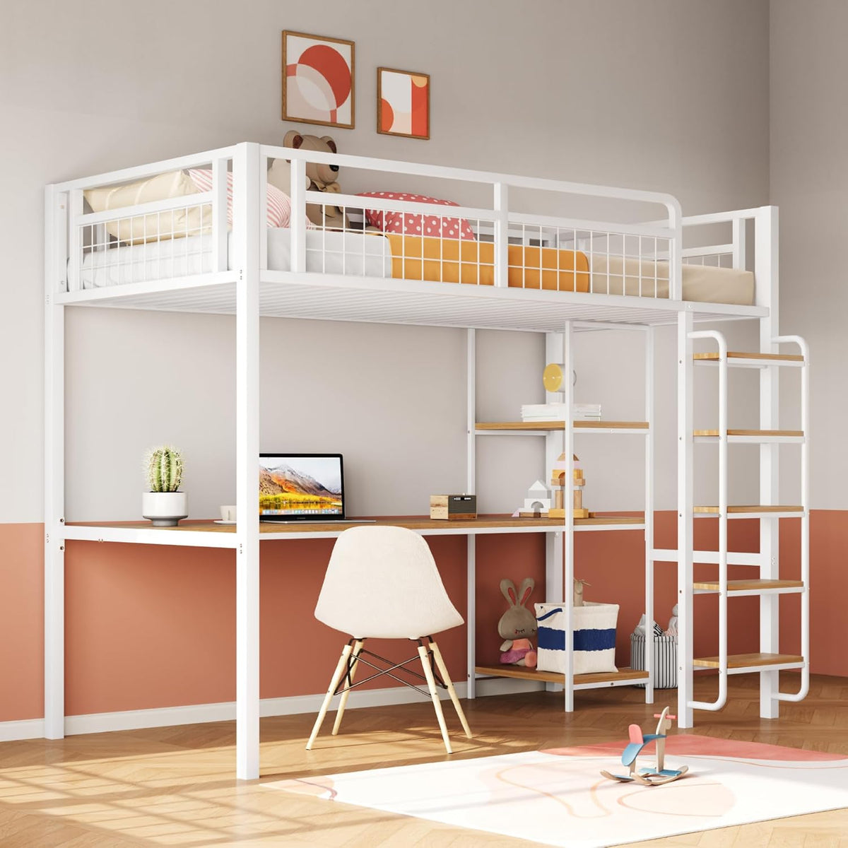 Lit, 90 × 200 cm, sans Matelas, Merax, Blanc