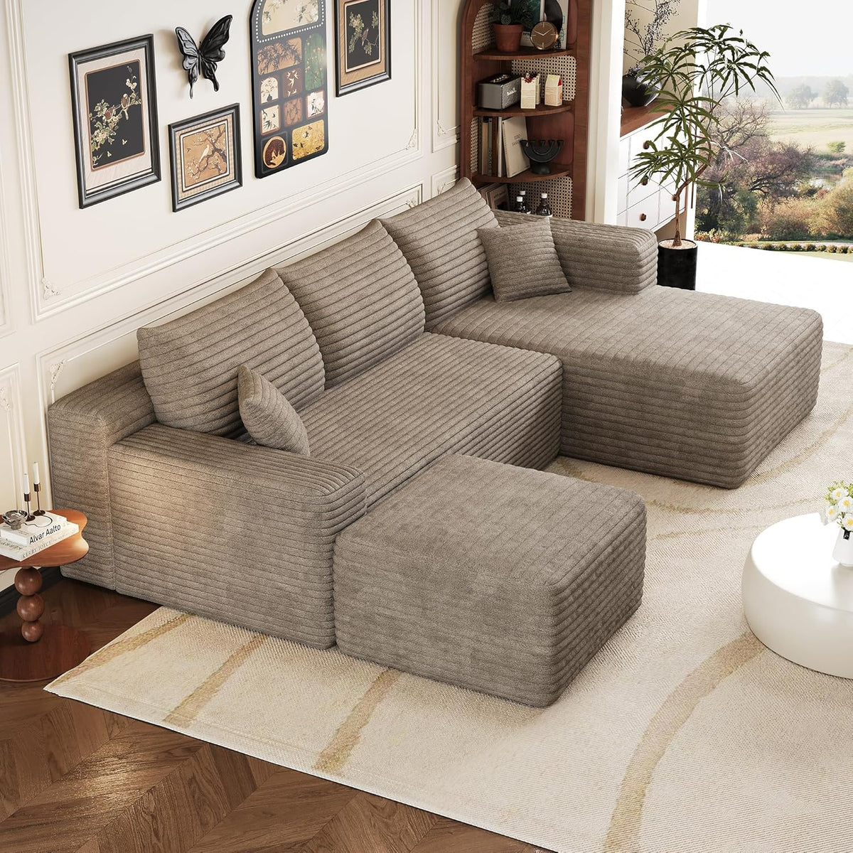 Canapé, 239 cm, Yihomfy, Camel, Angle à Droite