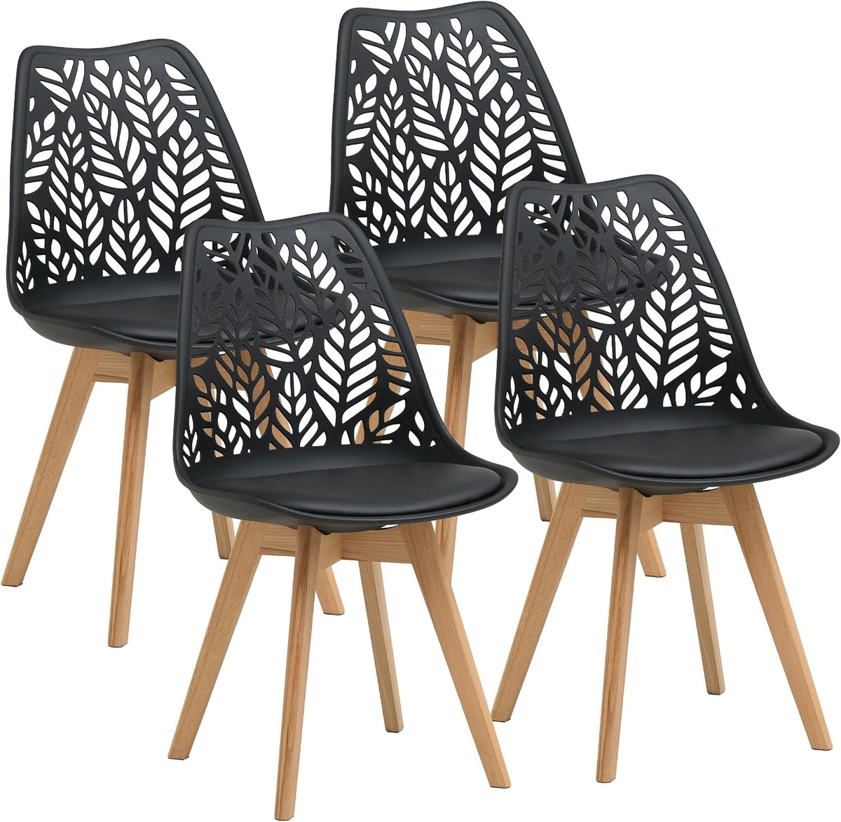 48, 5 cm, Pieds en Bois de hêtre, Le Salon et la Salle à Manger-Noir, 42 cm, 82, 5 cm, Dossier ajouré, Chaise, GrandCA HOME
