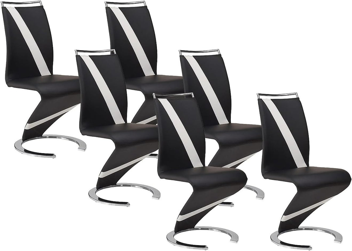 Chaise, 48 cm, Vente-unique, 49 cm, 61 cm, 100 cm, 71 cm, 63 cm, 51 cm, Simili Noir & Blanc, Salle à Manger