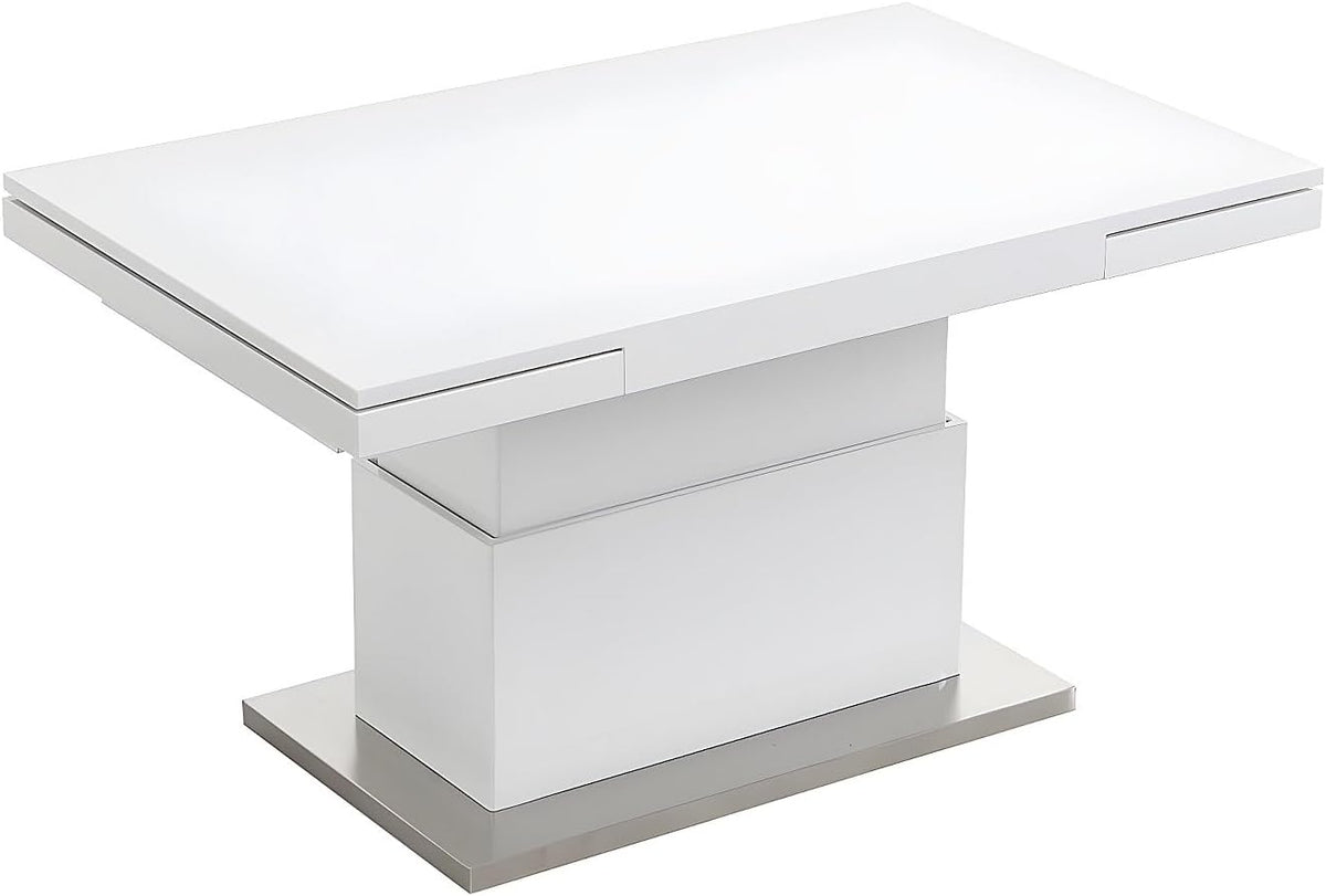 Table, acier inoxydable, 75 cm, réglable, Vente-unique, 120 cm, 180 cm, 50 cm, 133 cm, 91 cm, 19 cm, 61 cm, 43 cm, 4 couverts, 6 couverts, Blanc