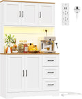 Buffet, éclairage LED, 180 × 100 × 40 cm, Armoire de Cuisine, BEWISHOME, 100 cm, 5 cm, 3 tiroirs, réglable, Meuble de Rangement