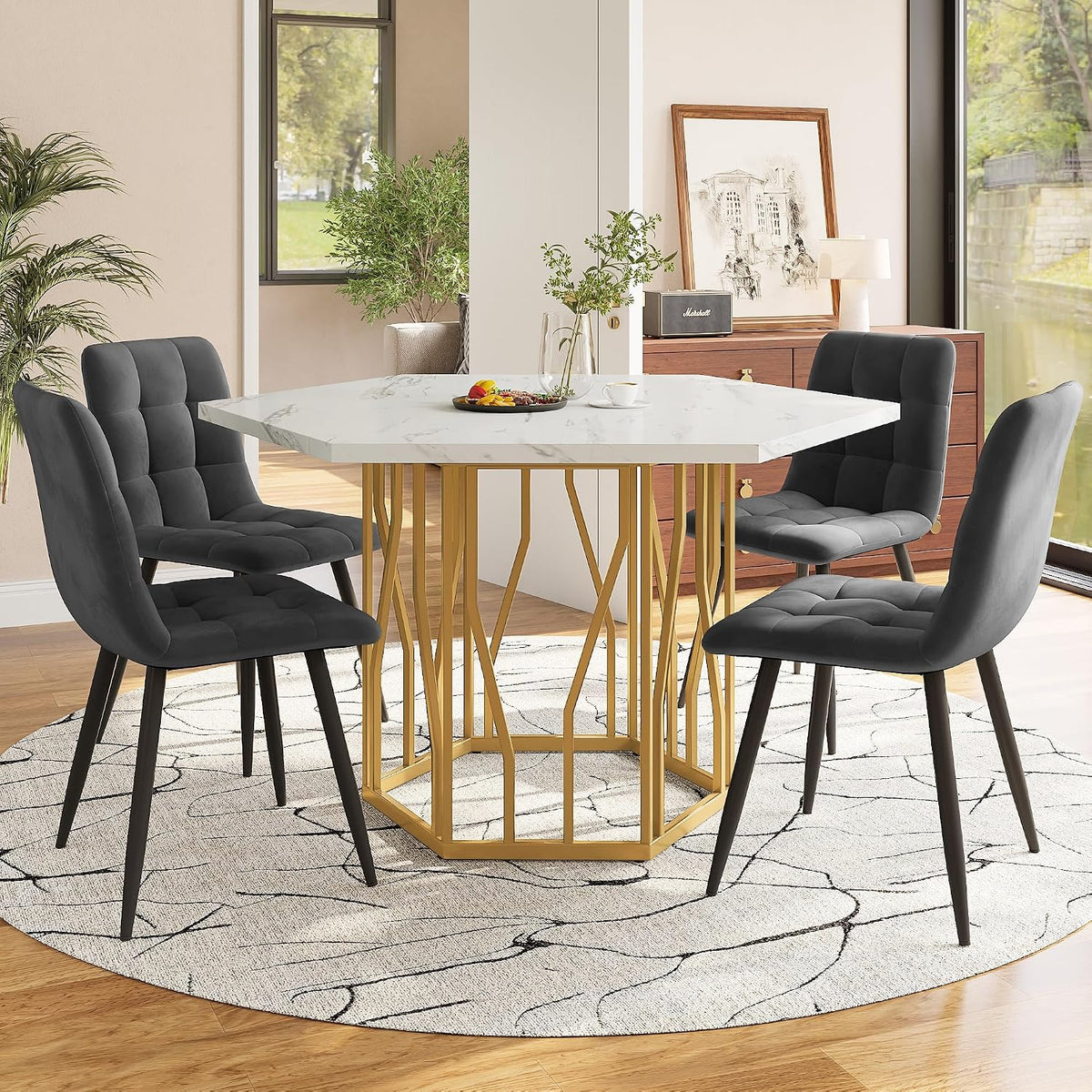Table, 115, 5 × 100 cm, Pour Salle À Manger, Zepneiy, 59, 8 × 59, 8 cm, 2, 5 cm, 75 cm, 34, 5 cm, 3 cm, 5 Pièces