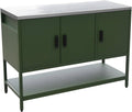 Alice's Garden Cuisine d'extérieur, L120cm, acier inoxydable, 3 portes, 1 étagère, 44, 5 × 37cm, 2, 5 × 2, 5cm, 142cm, 49cm, 45, 5cm