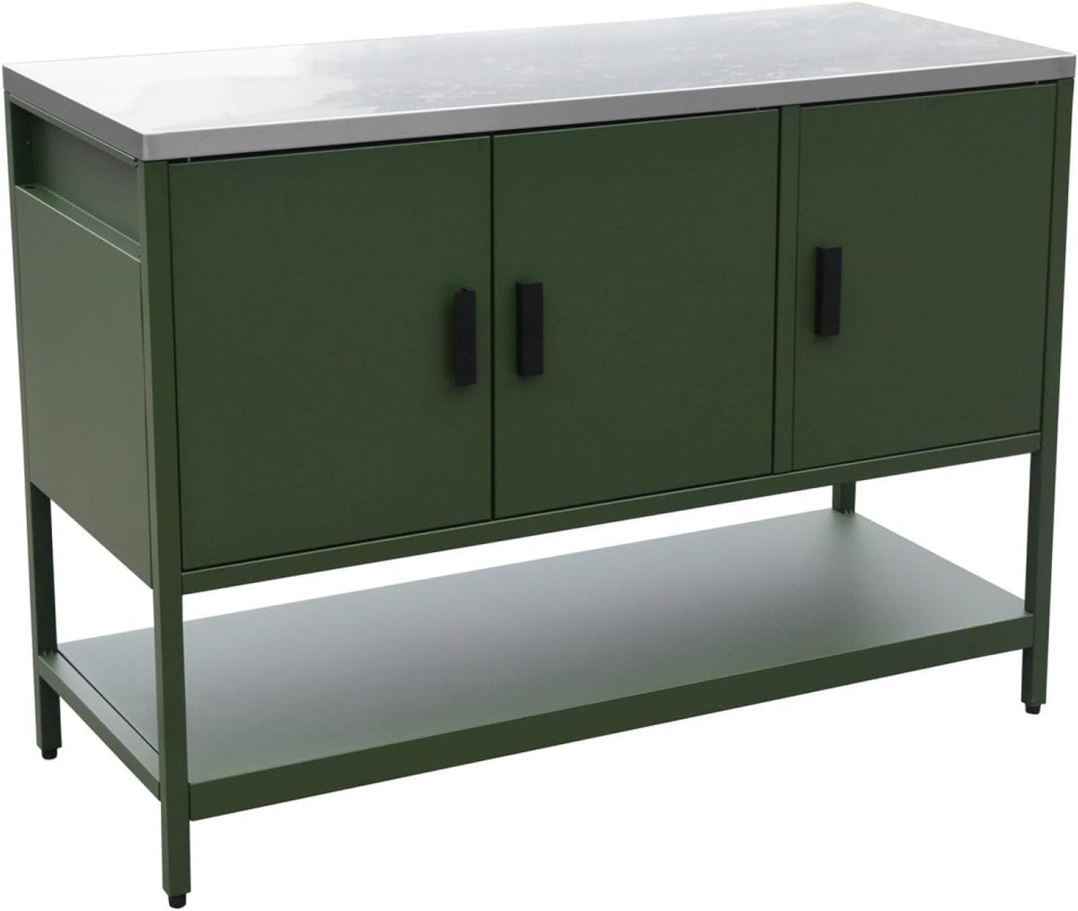 Alice's Garden Cuisine d'extérieur, L120cm, acier inoxydable, 3 portes, 1 étagère, 44, 5 × 37cm, 2, 5 × 2, 5cm, 142cm, 49cm, 45, 5cm