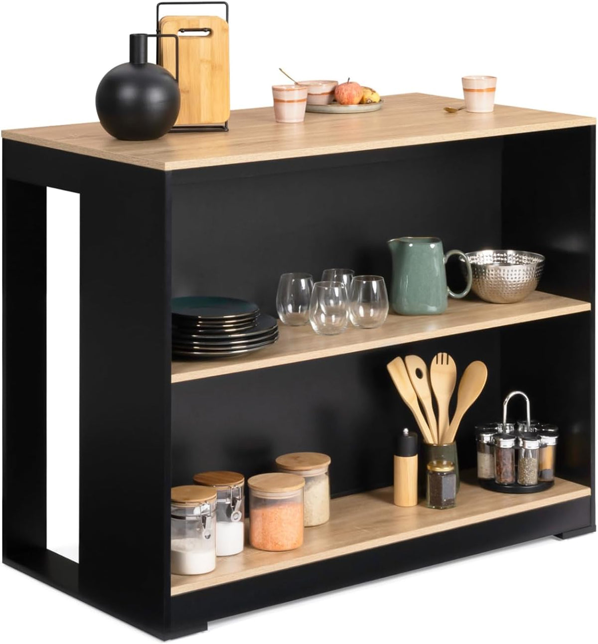 Table, 113 cm, IDMarket, 60 cm, 1, 5 cm, 2 étagères