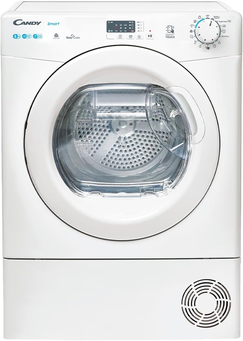 CANDY Sèche-linge, 85 × 59, 6 × 58, 5 cm, 8 Kg, Capacité de Chargement 8 Kg, H8A1LE-S, 15 PROGRAMMES, Modèle CSE H8A1LE-S, Blanc