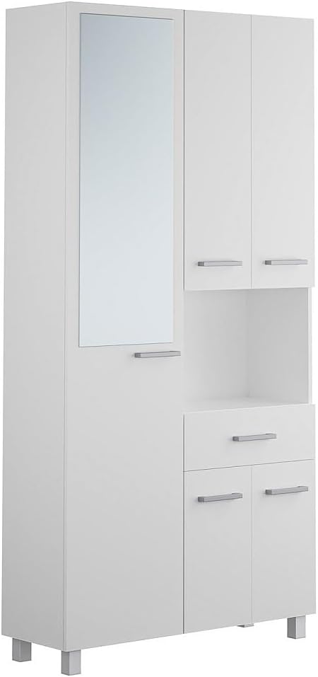 Armoire Vente-unique, 180 cm, Colonne de Salle de Bain avec Miroir sur Pied, 88 cm, 30 cm, 3 mm, 179 cm, 47 cm, 12 cm, 103 cm, 37 cm, 16 cm