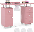 Table de manucure RELAX4LIFE, Table Onglerie à roulettes avec 4 Tiroirs, Bureau de Manucure pour Prothésiste Ongulaire Salon de Beauté, Placard