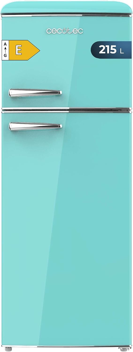 Cecotec Réfrigérateur, 215 L, éclairage LED, verre, 148, 2 cm, 55, 2 cm, 62, 1 cm, Poignée chromée, Étagères en verre, Contrôle de la température