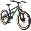 VTT, 20 pouces, BIKESTAR, 30 cm, 12 pouces, 125 cm, 76 cm, 55 mm, 7 vitesses, 123cm, 151cm, 50kg