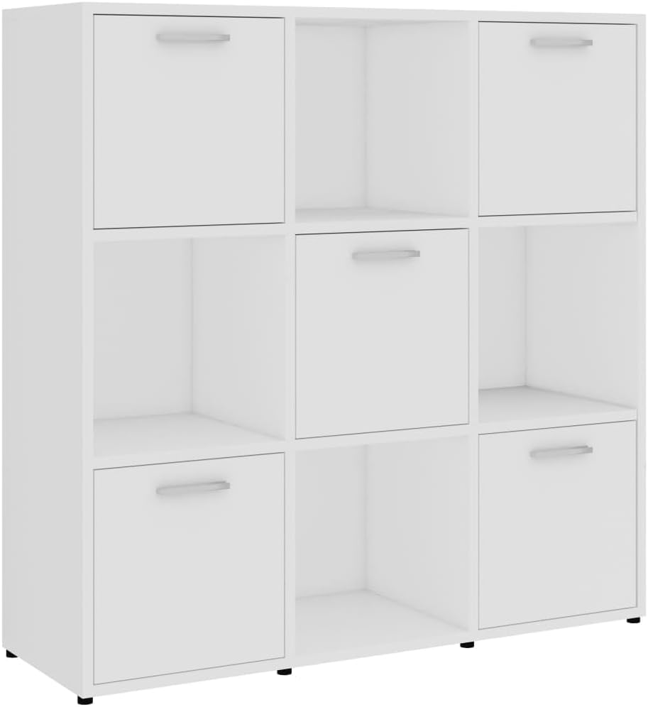 vidaXL Bibliothèque, Meuble de Rangement avec Compartiment, Blanc Bois d'Ingénierie, 90 × 30 × 90 cm