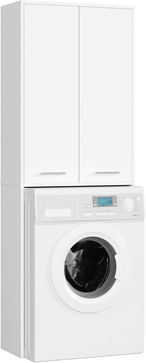 Meuble sur pied, 60 cm, AKORD, 16 mm, 4 étagères, Meuble Buanderie Machine à Laver Fin 180