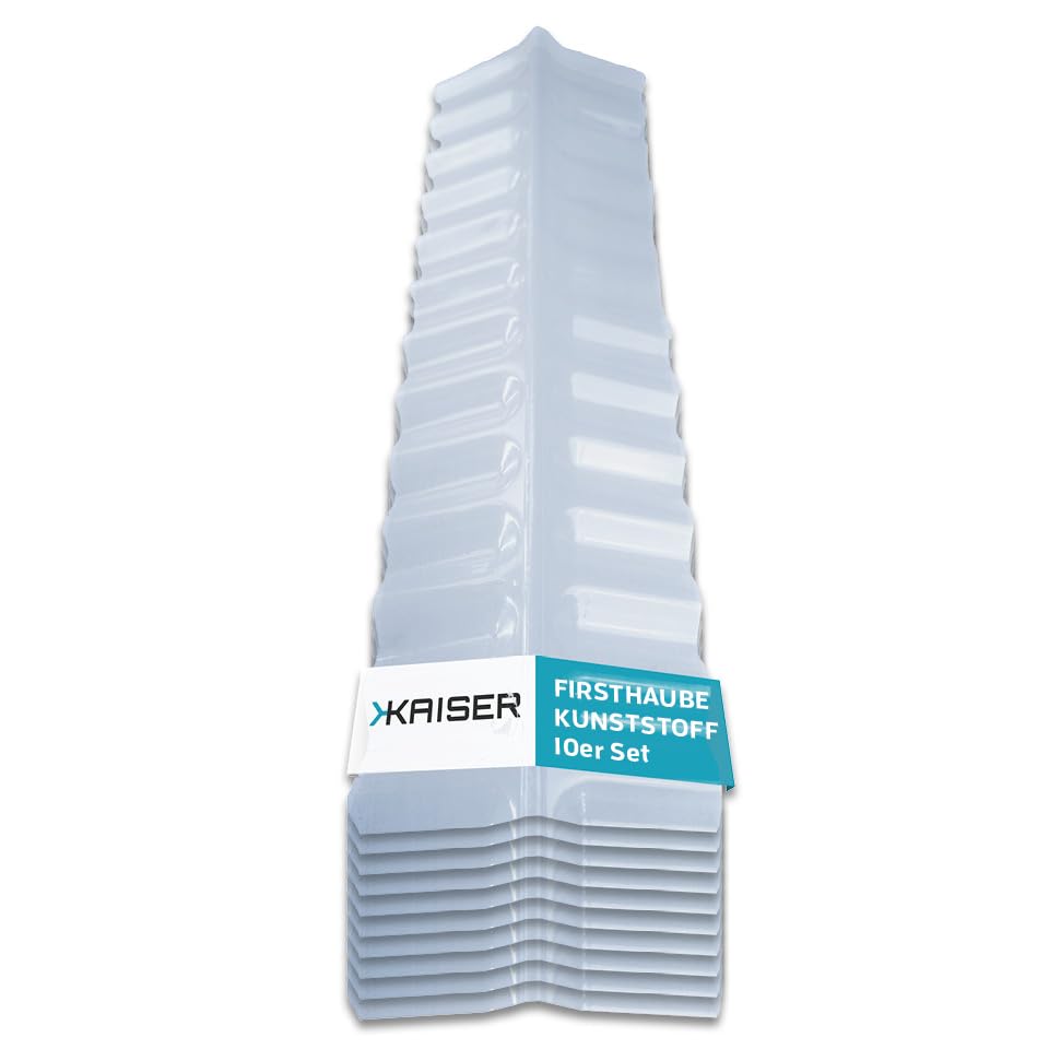 KAISER PLASTIC Matériaux brut, 30 × 98, 5 cm, Lot de 10 plaques de toit en plaques ondulées, Sinus 76/18, en plastique