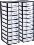 Sundis Caisson de rangement, 81, 5 cm, 6, 7 cm, 10 tiroirs, lot de 2, Orgamix, tour de rangement plastique