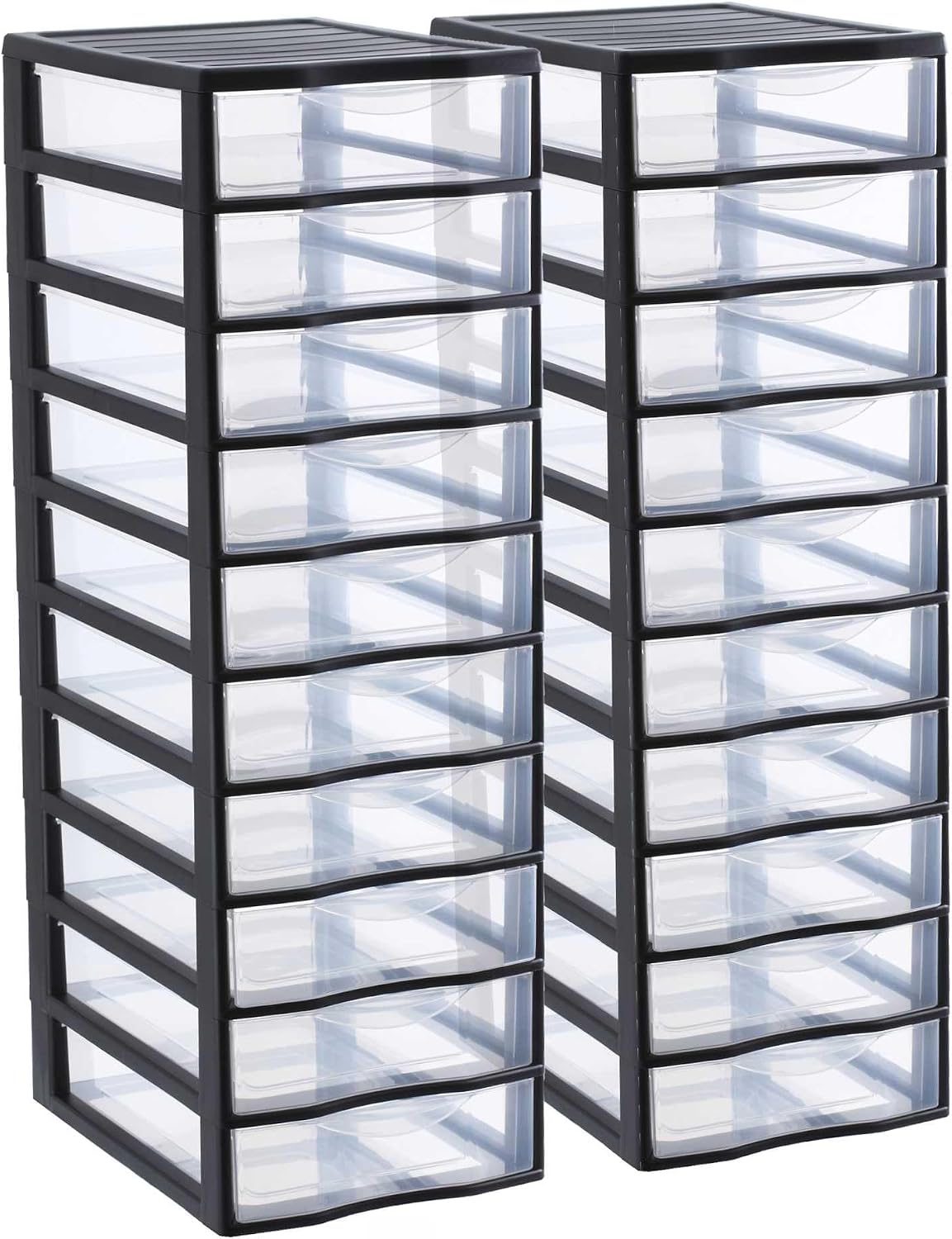 Sundis Caisson de rangement, 81, 5 cm, 6, 7 cm, 10 tiroirs, lot de 2, Orgamix, tour de rangement plastique