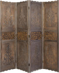 Paravent, en bois sculpté, pliable, 160 × 170 × 2 cm, Homestyle4u, 40 cm, 170 cm, 160 cm, pose libre, marron
