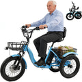 Tricycle, pour Les Courses Et Les Pique-Niques. Bleu, éclairage LED, 48 v, HDaspijh, 13 Ah, 3 pouces, 48 v 13 Ah, Pneu Large 18' X 3, 0, pliable