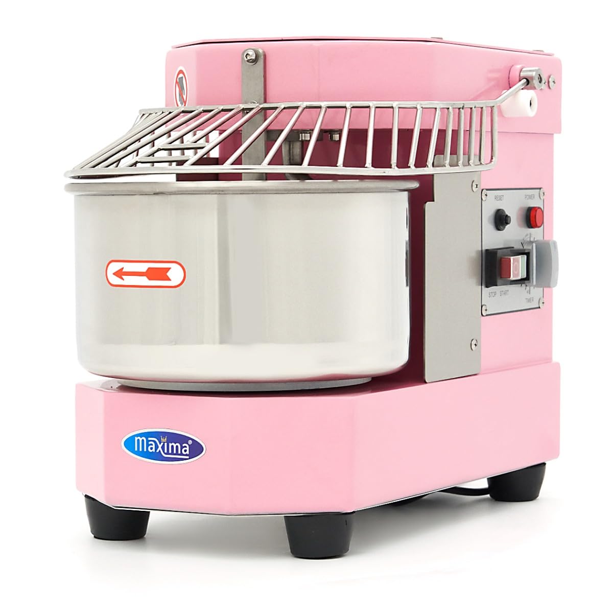 Maxima Batteur sur socle, 8 l, acier inoxydable, 4, 5 kg, 4, 5 kg de pâte, minuterie, Mélangeur à pâte gastro, Rose