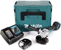 Makita Meuleuse d'angle, éclairage LED, 382 × 140 × 151 mm, 18 V, 22, 23 mm, 125 mm, 8500 tr/min, 3, 0 Ah, RF1J, 18V, 125mm, 3, 0Ah, réglable